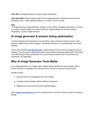 Ai image generator & amazon listing optimization