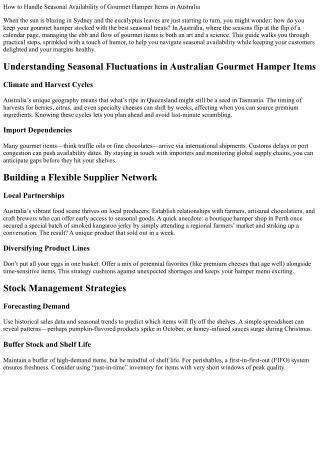 How to Handle Seasonal Availability of Gourmet Hamper Items in Australia