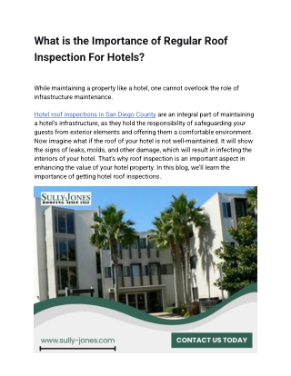 What is the Importance of Regular Roof Inspection For Hotels