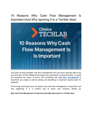 10 Reasons Why Cash Flow Management Is Important