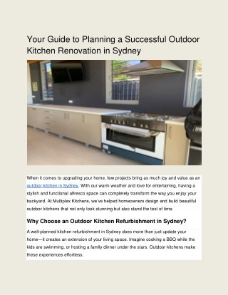 Your Guide to Planning a Successful Outdoor Kitchen Renovation in Sydney