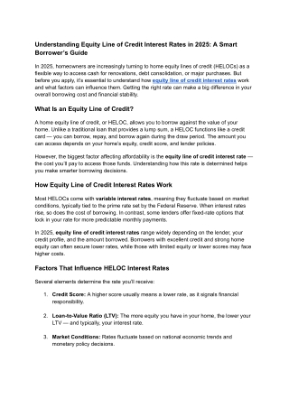 Equity line of credit interest rates