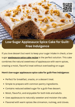 Low-Sugar Applesauce Spice Cake for Guilt-Free Indulgence