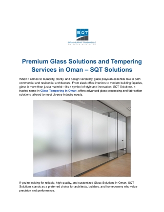 Trusted Glass Company in Oman – SQT Solutions