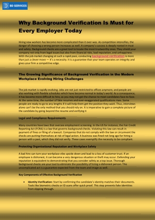 Why Background Verification Is Must for  Every Employer Today