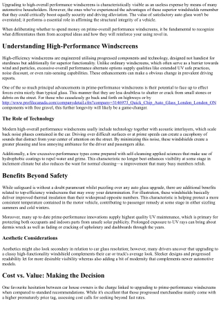 Is It Time To Upgrade To High-Performance Windscreens? Discover What They Offer!