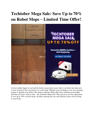 Techtober Mega Sale: Save Up to 70% on Robot Mops