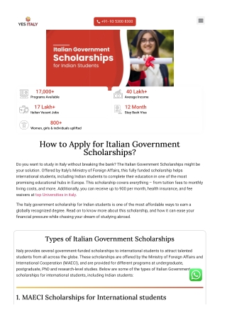 Italian Government Scholarship – Study in Italy with Full Support | YES Italy