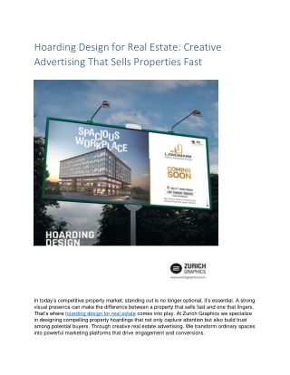 Hoarding Design for Real Estate: Creative Advertising That Sells Properties Fast