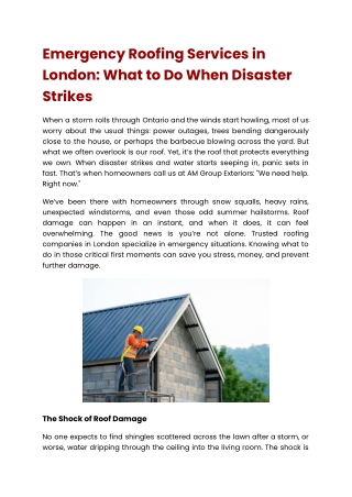 Emergency Roofing Services in London: What to Do When Disaster Strikes