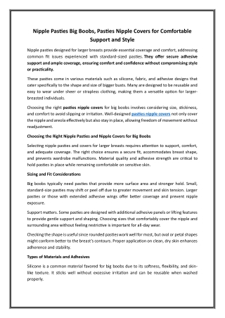 Nipple Pasties Big Boobs, Pasties Nipple Covers for Comfortable Support and Style