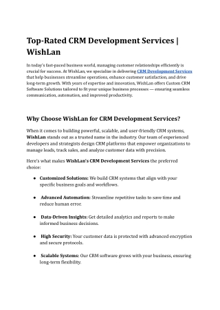 Top-Rated CRM Development Services _ WishLan