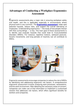 Advantages of Conducting a Workplace Ergonomics Assessment