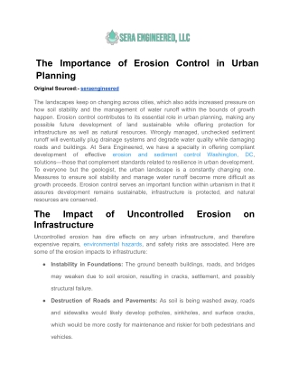 The Importance of Erosion Control in Urban Planning