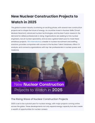 New Nuclear Construction Projects to Watch in 2025