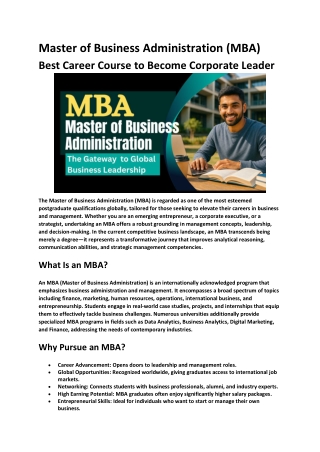 Master of Business Administration