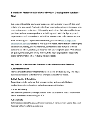 Benefits of Professional Software Product Development Services