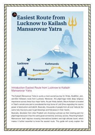 Easiest Route from Lucknow to Kailash Mansarovar Yatra