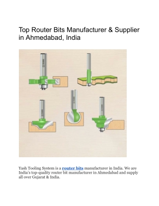 Top Router Bits Manufacturer & Supplier in Ahmedabad, India