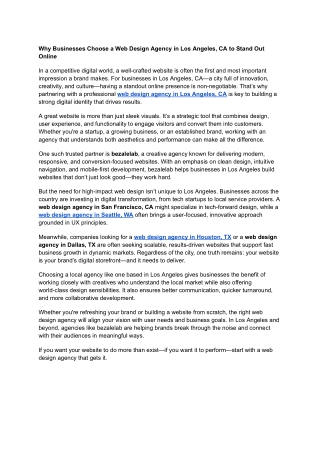 Why Businesses Choose a Web Design Agency in Los Angeles, CA to Stand Out Online