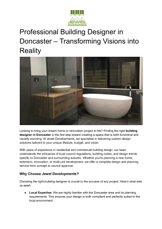 Professional Building Designer in Doncaster – Transforming Visions into Reality