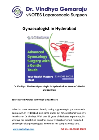 Gynaecologist in Hyderabad