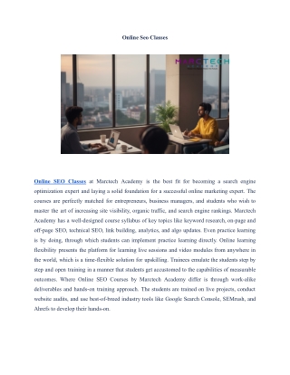 Online Seo Classes | Marctech Academy