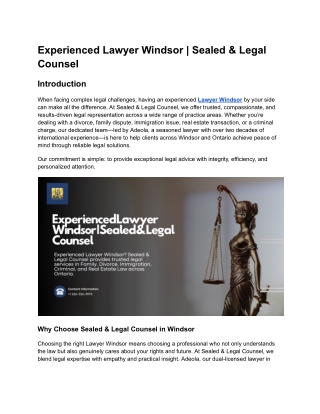 Experienced Lawyer Windsor _ Sealed & Legal Counsel