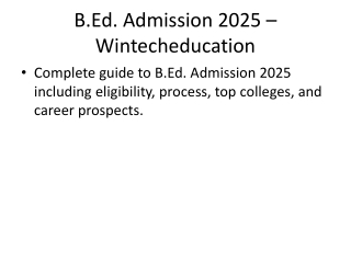 B.Ed. Admission 2025