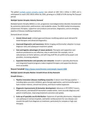 Multiple System Atrophy Market Overview 2026 and Forecast till 2035