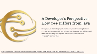 Comparing C   and Java Through a Developer’s Lens
