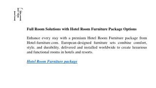 Full Room Solutions with Hotel Room Furniture Package Options