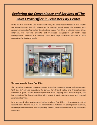 Exploring the Convenience and Services of The Shires Post Office in Leicester Ci