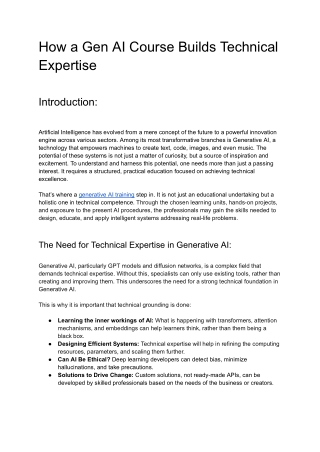 How a Gen AI Course Builds Technical Expertise