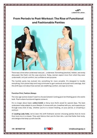 From Periods to Post-Workout: The Rise of Functional and Fashionable Panties