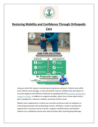 Restoring Mobility and Confidence Through Orthopedic Care