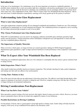 What To Expect After Your Windshield Has Been Replaced