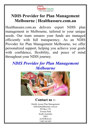 NDIS Provider for Plan Management Melbourne | Healthassure.com.au