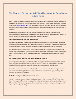 The Timeless Elegance of Solid Wood Furniture for Every Room in Your Home