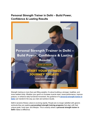 Personal Strength Trainer in Delhi – Build Power, Confidence & Lasting Results