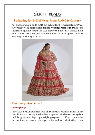 Budgeting for Bridal Wear: From $1,000 to Couture