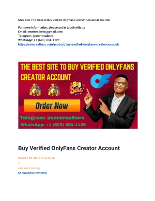 The best site to Buy Verified OnlyFans Creator Account in 2025