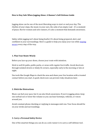 How to Stay Safe When Jogging Alone A Runner’s Self-Defense Guide