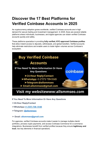 A Guide to the Top 17 Sites for Coinbase Account Verification in 2025