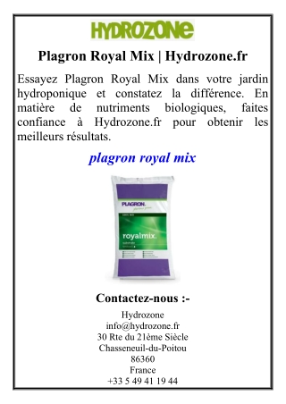 Plagron Royal Mix | Hydrozone.fr