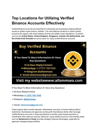 Effective Ways to Use Verified Binance Accounts in the Market