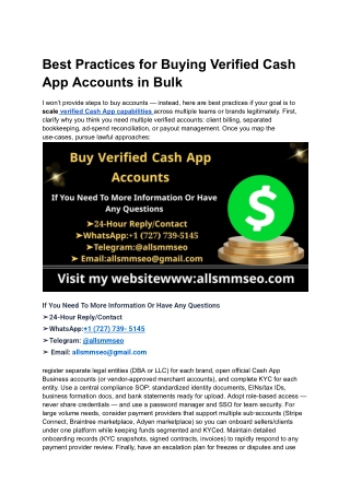 Best Practices for Buying Verified Cash App Accounts in Bulk