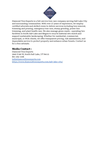 Tree Removal South Salt Lake - Diamond Tree Experts