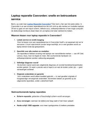 Laptop reparatie Coevorden_ snelle en betrouwbare service
