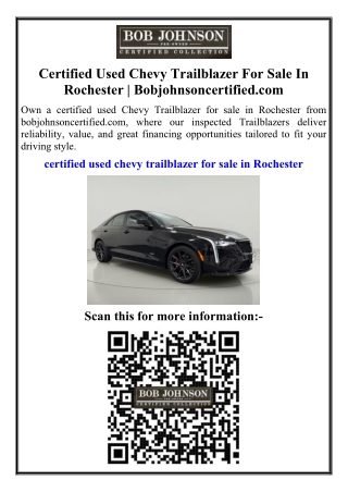 Certified Used Chevy Trailblazer For Sale In Rochester Bobjohnsoncertified.com